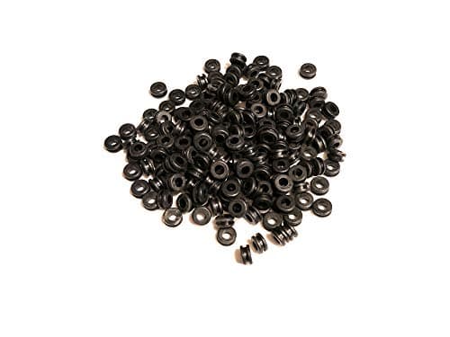 Pack of 100 Rubber Grommets: 1/4 Inside Diameter - 3/32" Groove Width - Fits 3/8" Drill Holes