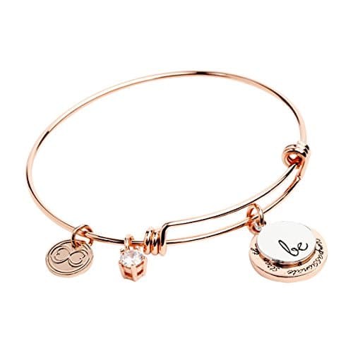 Baubelle Expandable Inspirational Stackable Charm Bracelet “Be Thankful, Brave, Happy, True, Compassionate, Strong"