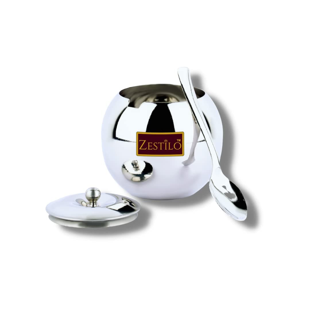 Steel Ghee/Oil Storage Jar, Modern Rustic Style, 275 ml, Orange