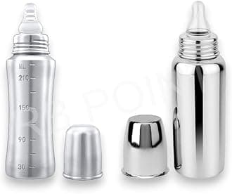 Pack of 2 Stainless Steel Infant Baby Feeding Bottle Milk Bottle for New Born Baby, Medium-Flow Nipple Anti-Corrosion(240 ML)