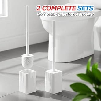 2Pack Toilet Bowl Brush and Holder Set - Toilet Scrubber Brush,Cleaning Brush,Bathroom Decor,Household Essentials,Cleaning Supplies,Home Essentials,White