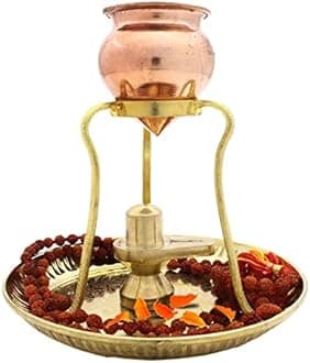 Vedic Vaani Abhishek Stand | Copper Jaldhari | Brass Lord Shiva Shiv Lingam Shivling- Mahashivratri Pujan Set