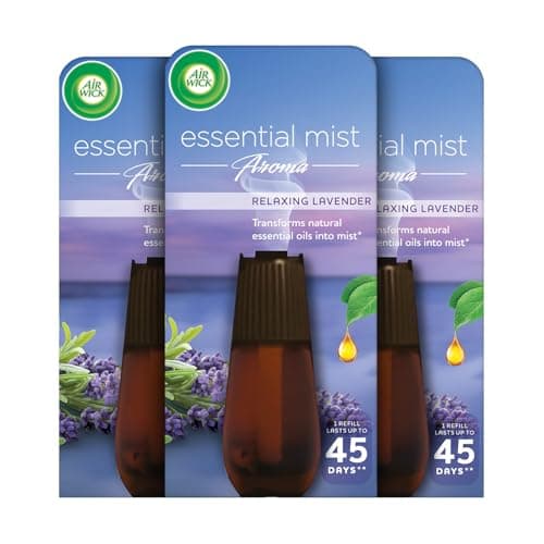 Air wick 20 Ml Essential Mist Refill (Buy 2 Get 1 Free) - Relaxing Lavender, Fragrance Mist Diffuser Refill | Natural Essential Oils Diffuser Refill | Automatic Air Freshener