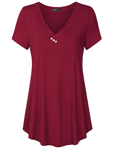 Women's Summer Short Sleeve V Neck Flowy Plus Size Tunic Top