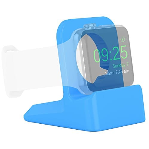 Apple Watch Stand, Qadou Premium Silicone Scratch-resistant Charging Dock Multiple Wire Slot Charger Station with Non-slip Base for 38mm & 42mm Apple Watch (Lake Blue)