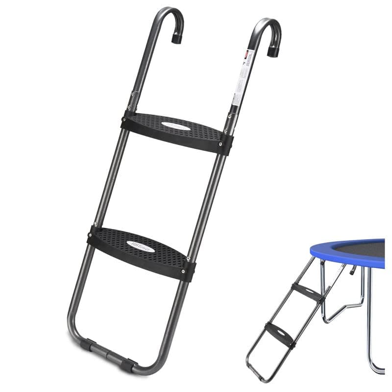 Trampoline Ladder with Horizontal and Wide Steps, Universal Hook, UV Treated Steel, 220 lbs Capacity Trampoline Accessories for Children Kids