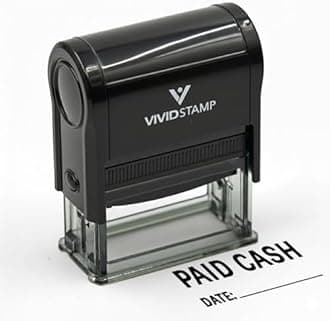 Paid Cash with Date Line Self Inking Rubber Stamp (Black Ink) - Large 5 Pack