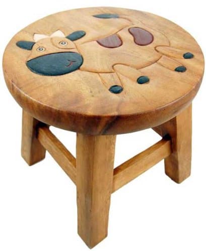 Cleopatra Stool Wooden With Cow