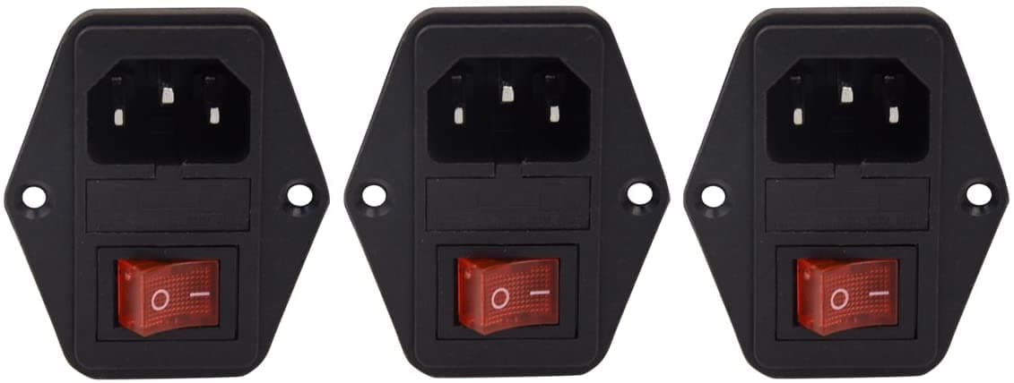 TAPDRA 3Pcs Inlet Module Plug 5A Fuse Switch Male Power Socket 10A 250V 3 Pin IEC320 C14 for Lab Equipment, Medical Devices,Computer and Arcade Cabinet Switch - Pack of 3