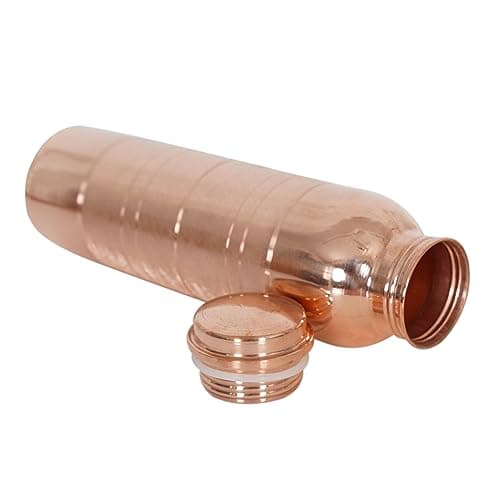COPPER BOTTLE Pure Copper Water Bottle 34 Oz Copper Bottle Water with Lid – Ayurvedic Copper Water Bottle – Copper Water Vessel (Without Pitambari Powder)