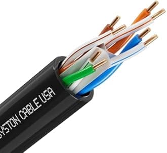 Syston Cable Technology Cat 6A+ Ethernet Network Cable, 750MHz 23AWG Solid Bare Copper Wire Outdoor/Indoor, No Ends 100/250/500/1000 Ft Available, Heat Resistant Riser Rated (500 FT, CMR, Black-CMR)