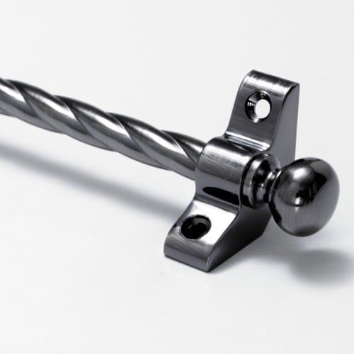 Candy Twist Quality Stair Rods 3/8" x 28.5" Antique Pewter Rope bar Round Finial