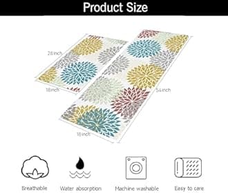 ishro home Premium Kitchen Mats for Floor | Kitchen Runner for Floor | 2 Pcs Set | Anti-Skid & Machine-Washable | (Breeze Multicolor)