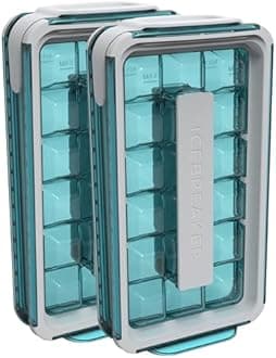 ICEBREAKER Pop 2.0 Ice Cube Tray - Make and Serve Ice without Touching - Silicone, 2 Pack (Turquoise)