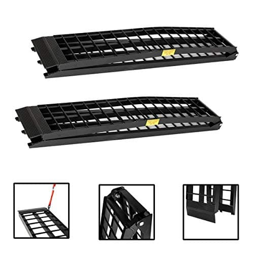 Cirocco 2PCS 10FT Aluminum Loading Ramps Black | Durable Sturdy Heavy Duty 1200LB Capacity Safety Straps Lightweight Portable Suitable | for Home ATV Truck Motorcycle Harley Vehicles Golf Carts UTVs