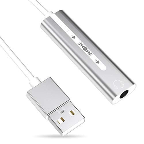 USB Sound Card External Converter USB Audio Adapter with 3.5mm Aux Stereo for Headset, PC, Laptops, Desktops, PS4, Windows, Mac, and Linux- HiFi Magic Voice 7.1CH, Silver