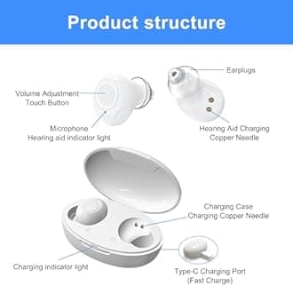 Hearing Aids for Seniors & Adults, Rechargeable Hearing Aids with Charging Ca...