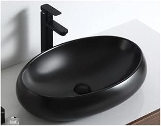 REMANENCE Wash Basin Countertop | Tabletop Ceramic Bathroom Sink | Wash Basin Over Counter | Ceramic Wash Basin (Matte Black)