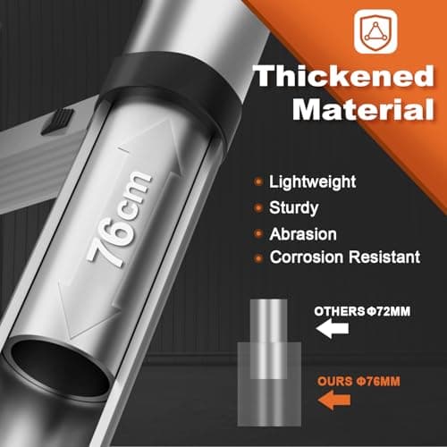 Soctone Telescoping Ladder, 12.5 FT Aluminum One Button Retraction Extension Ladder with 2 Triangle Stabilizers, Multi-Purpose Ladder with Slow Down Design, 330lbs Max Capacity for House Daily Life