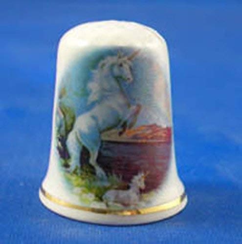 Porcelain China Collectable Thimble Prancing Unicorn