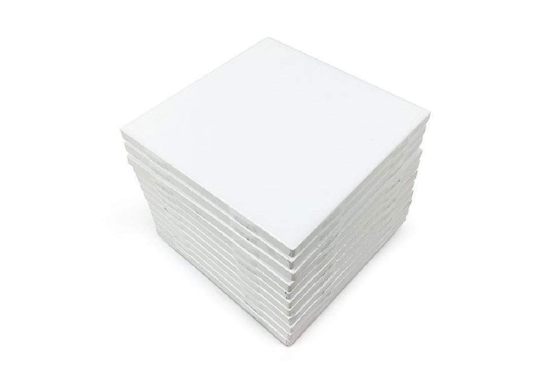 Glossy White Ceramic Tiles 4 1/4" by 4 1/4" Set of 10 with 25 Page Full Color How to Decorate Tile Guide