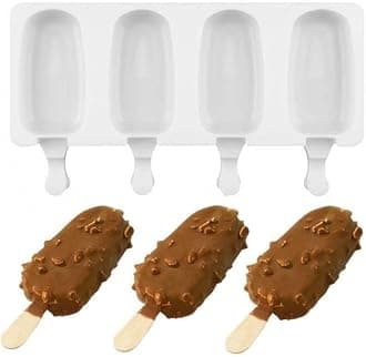 MoldBerry Silicone Ice Cream Popsicle Mold | 1 Pack Mini Oval Cakesicle Mould for Homemade Ice Cream, Mousse & Cake Pops | Reusable Non-Stick Silicone Mould for DIY Baking (Multicolor)