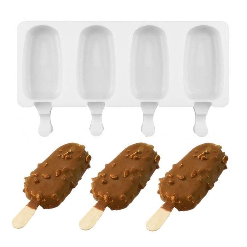 MoldBerry Silicone Ice Cream Popsicle Mold | 1 Pack Mini Oval Cakesicle Mould for Homemade Ice Cream, Mousse & Cake Pops | Reusable Non-Stick Silicone Mould for DIY Baking (Multicolor)