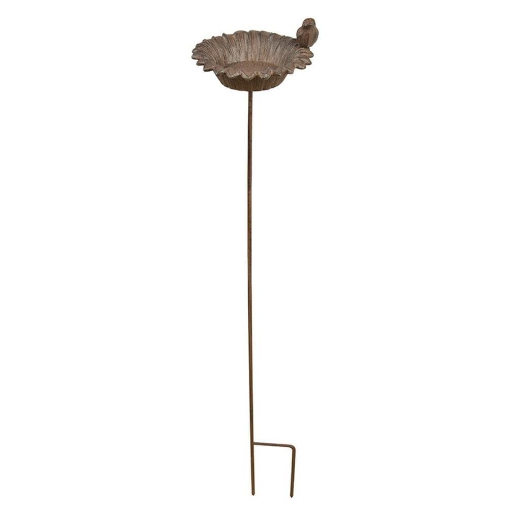 Fallen Fruits FB301 Cast Iron Bird Bath on Pole in Shape of a Sunflower