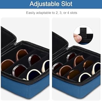 Bukere Travel Sunglasses Organizer Case, Adjustable Slot For Multiple Pairs, Portable Eyeglasses Storage Box for Men Women