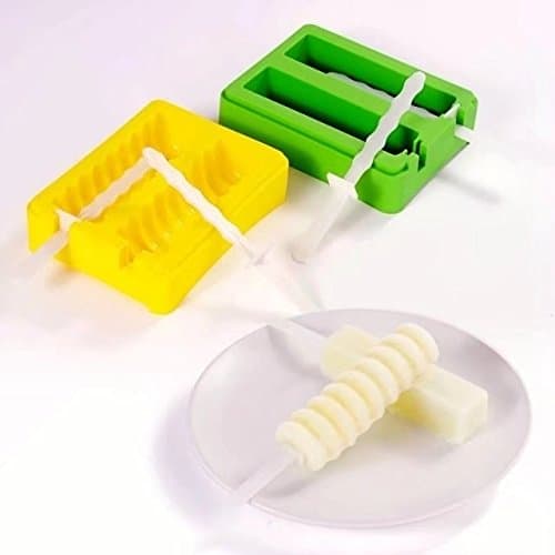 Helpcook Silicone Popsicle Molds Ice Pop Molds with Lid, BPA-Free, Set of 2 Different Shapes, Yellow and Green