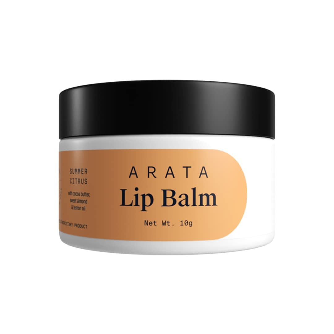 Arata Citrus Lip Balm (10 G) For Dry, Chapped Lips | Intensely Moisturizing | Cocoa Butter, Sweet Almond & Lemon Oil | All-Natural, Vegan