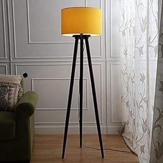 Tripod Floor Lamp for Living Room (Yellow) Wood Night Lamp for Bedroom, Home, Living Room, Bedside, Home Decor Items