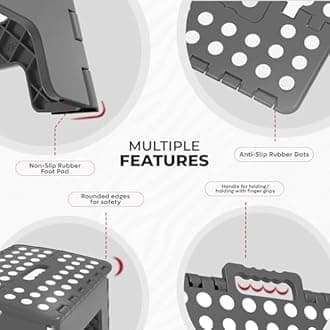 Utopia Home 折りたたみ式ステップスツール 高さ9インチ (1パック) - 耐荷重300ポンド - 軽量プラスチック折りたたみ式ステップスツール キッチン バスルーム リビングルーム用 (ライトグレー)