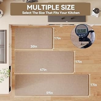 Kitchen mats for Floor Water and Oil Absorbent Runner Rugs for Kitchen, Kitchen Mat in Front of Sink,Non-Slip Kitchen Rugs,Durable Imitation Linen Kitchen Rug Brown 17x30+17x47