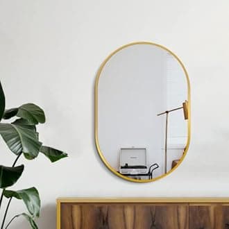 Bathroom Mirror for Wall, 30''x20'', Gold Oval Mirror for Bedroom Entryway Bathroom, Metal Framed Vanity Mirror(30''x20'',Gold)