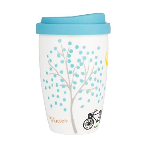 Eco Cup - Double Wall Insulated Ceramic Travel Mug, Original Four Seasons Winter 8oz Coffee Cup with an Artistic Design, Great Gift for Someone You Care!