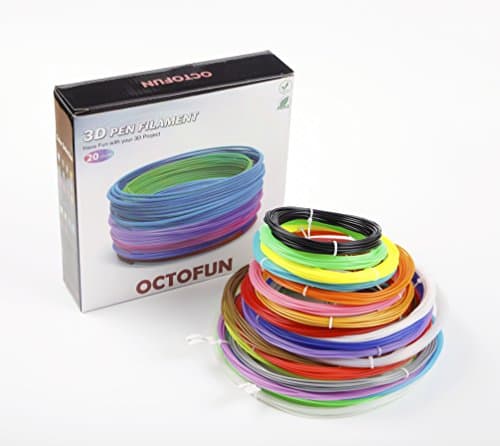 3D Pen Filament Refills - PLA Biodegradable - 6 Glow in The Dark Colors Included - 1.75mm 3D Printing Kit 400 Linear Feet Total - Pack of 20 Unique Colors in 20 Foot Lengths by OctoFun