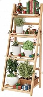 IDZO WVY6 Plant Stand, Ladder Shelf Natural