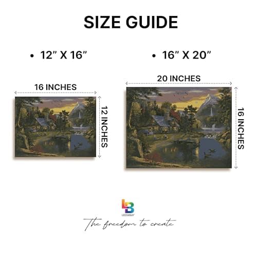 Ledgebay DIY Paint by Numbers Kit for Adults Framed Canvas Beginner to Advanced Paint by Numbers Kit Kits Include Acrylic Paint Set Brushes Tabletop Easel (Mountain Paradise 16" x 20" Framed)