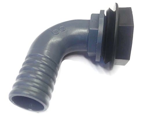Water Butt Elbow Hose Connector 3/4" BSP x 25mm/1" Hose Barb With Rubber Washer And Nut
