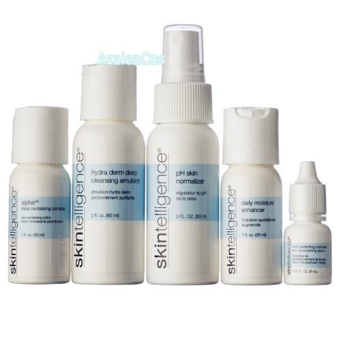 Skintelligence Travel Kit: Hydra Derm Deep Cleansing Emulsion; Daily Moisture Enhancer; pH Skin Normalizer; Alpha 24 Triple Revitalizing Complex; and Skintelligence Skin Perfecting Complex