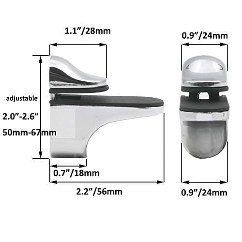 Adjustable Wood/Glass Shelf Bracket Wall Mount, Polished Chrome, 4 Pack