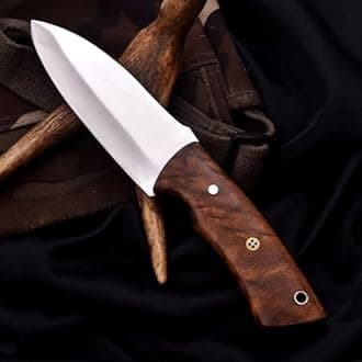 Fixed Blade Stainless Steel Blade Knifes, Bushcraft Knife's, Scout Carry Knives with Leather Sheath, Rosewood Handle For Outdoors Hunting, Survival, Camping, Hiking Knive's (Rose-Wood Stainless Knive's)