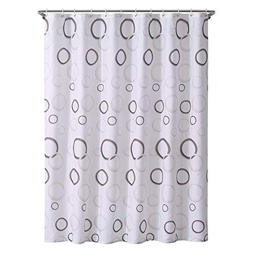YOSTEV Grey Circle Bathroom Fabric Shower Curtain with Hooks,Decorative Bathroom Accessories,Water Proof,Reinforced Metal Grommets 72x72 inches