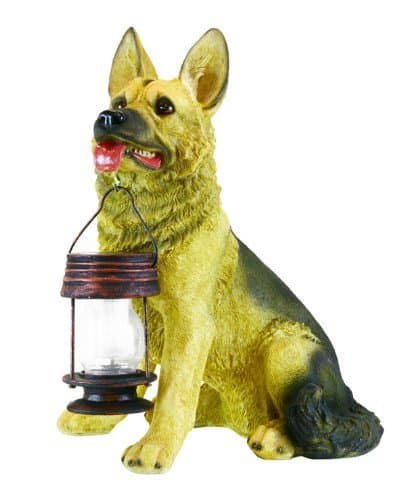 Beautiful Garden Decorative German Shepherd Dog with Lantern Solar Light