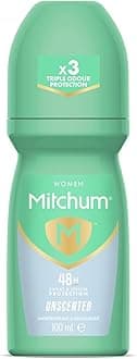 MitchumWomen 48HR Protection Roll-On Deodorant & Antiperspirant (100ml) Unscented, Dermatologist Tested (Packaging may vary )