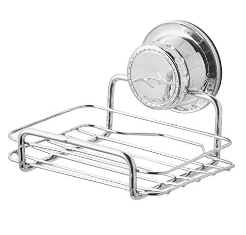 BM Home - Extra Strong Suction Cup Soap Dish - Bar Soap Holder - no Drill needed - Rust Proof - Chrome