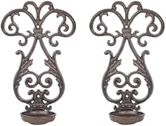 Sungmor Cast Iron Candle Sconces Set of 2, Decorative Wall Mounted Candle Holder, Vintage Emblem Shape Home Candle Display Holder, Gothic Wall Sconce Kitchen Dining Living Room Patio Decor