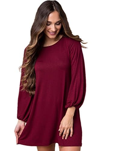 Aodo women plus size spring casual tunics loose tunics (M, Bordeaux)