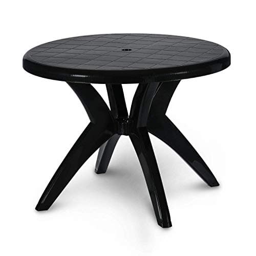 Supreme Marina 4 Seater Plastic Contemporary Round Dining Table for Home (Black)